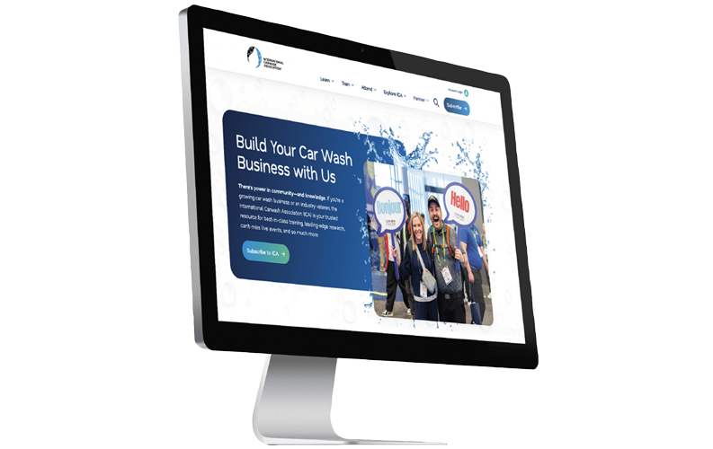 The homepage of carwash.org featured on the screen of a computer.